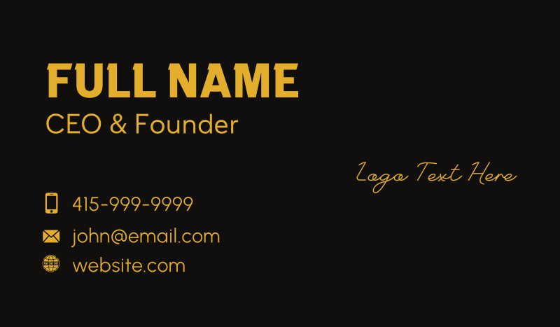 Luxury Brand Wordmark  Business Card